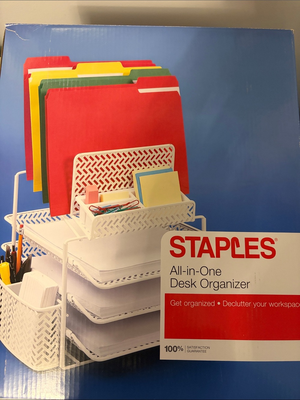 Staples White All-in-One Desk Organizer